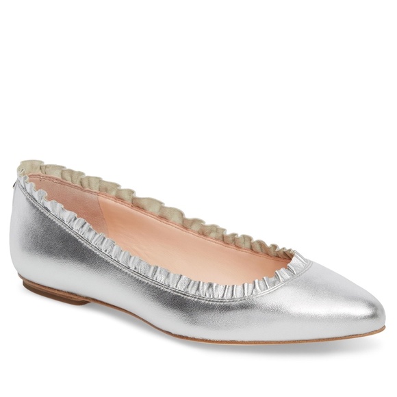 kate spade Shoes - Kate Spade Nicole Silver Leather Loafers Flats